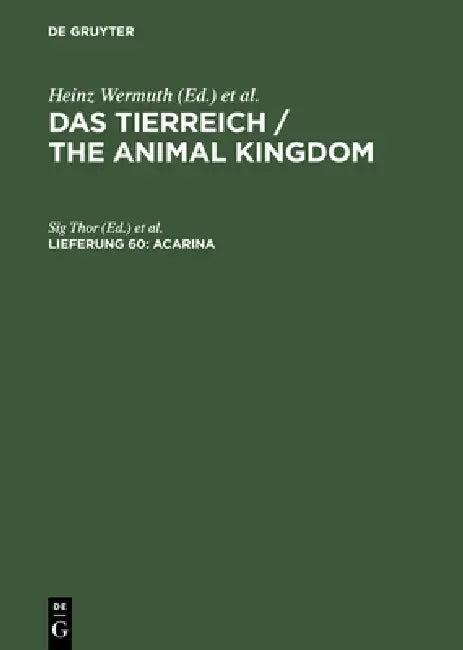 Acarina by Thor, Schulze, Heinz Wermuth