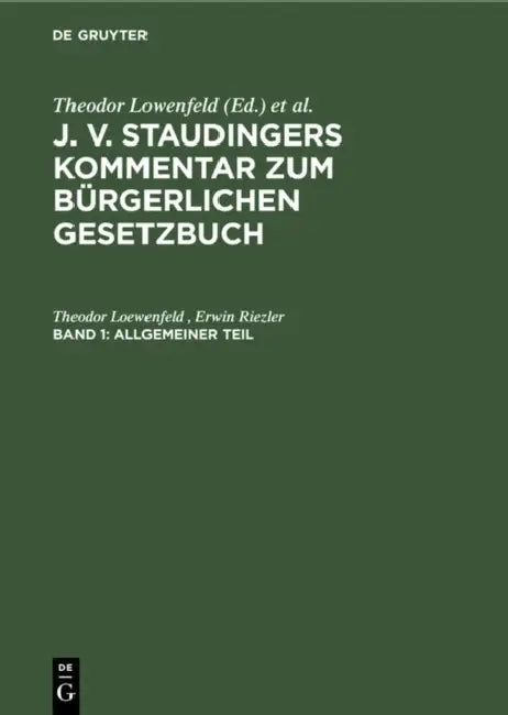 Allgemeiner Teil by Theodor Loewenfeld, Erwin Riezler