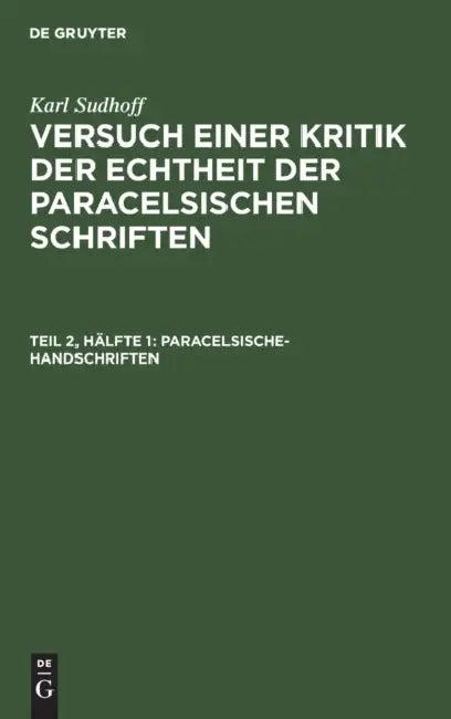 Paracelsische-Handschriften by Karl Sudhoff