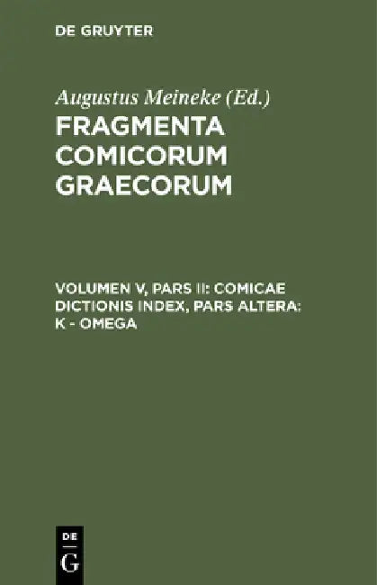 Comicae Dictionis Index, Pars Altera: K - Omega by Henricus Iacobi
