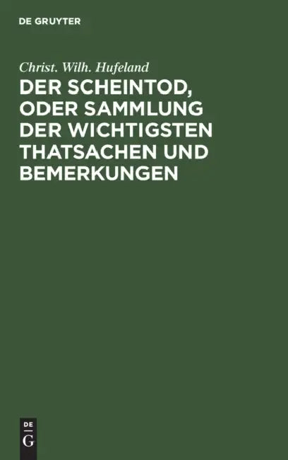 Der Scheintod, Oder Sammlung Der Wichtigsten Thatsachen Und Bemerkungen by Christ Wilh Hufeland