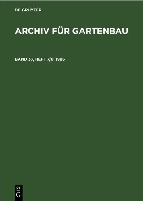 1985 by Deutsche Akademie Der Landwirtschaftswis
