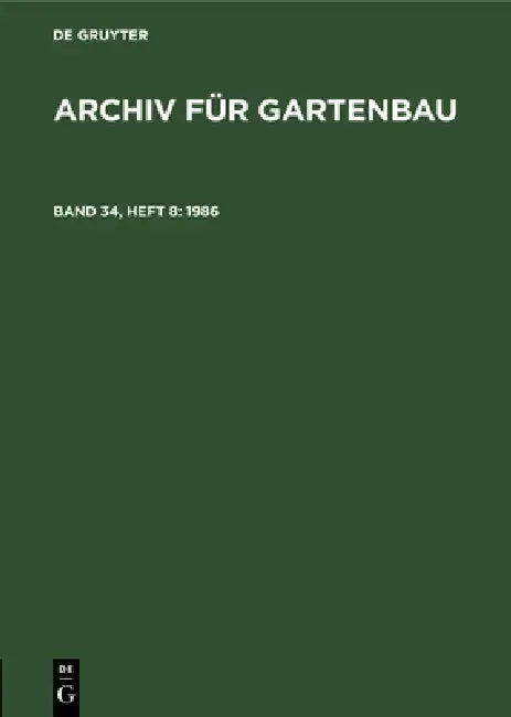 1986 by Deutsche Akademie Der Landwirtschaftswis