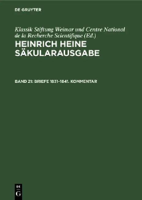 Briefe 1831-1841. Kommentar by Fritz H. Eisner, Christa Stöcker