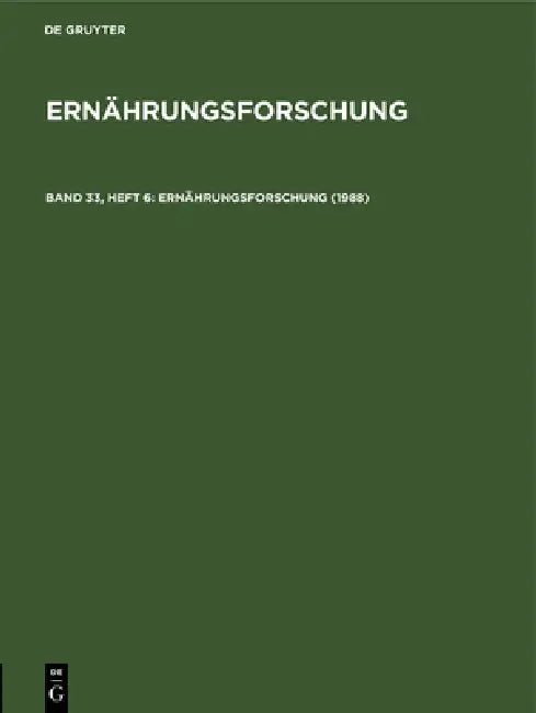 1988: Ernf-B, Band 33, Heft 6 by No Contributor