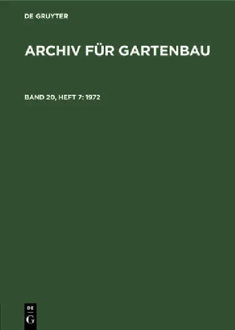 1972 by Deutsche Akademie Der Landwirtschaftswis