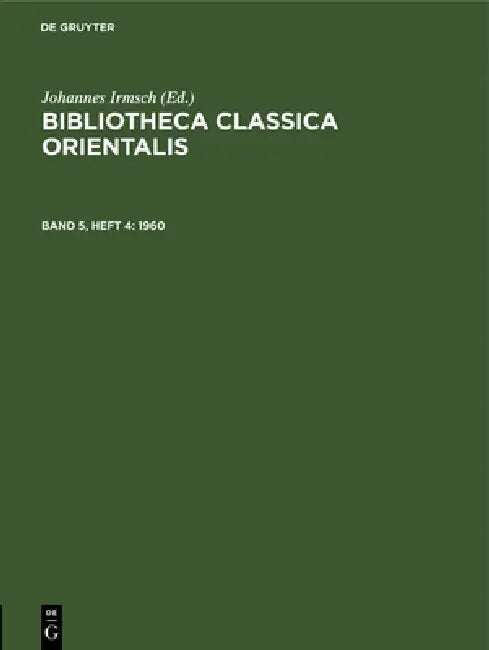 1960 by Institut Für Griechisch-Römische Altertu, Johannes Irmsch