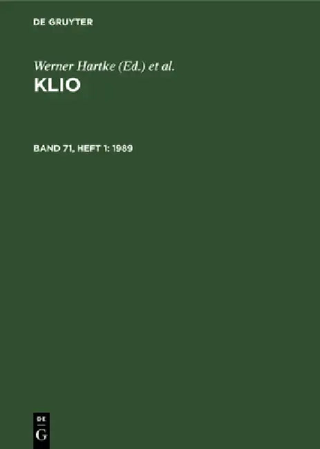 1989 by Zentralinstitut Für Alte Geschichte Und, Werner Hartke, Rigobert Günther
