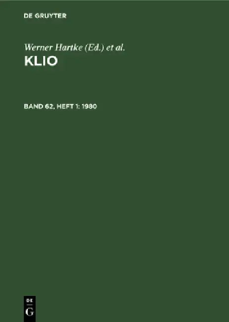 1980 by Zentralinstitut Für Alte Geschichte Und, Werner Hartke, Rigobert Günther