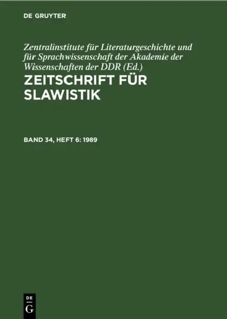 1989 by Zentralinstitute Für Literaturgeschichte