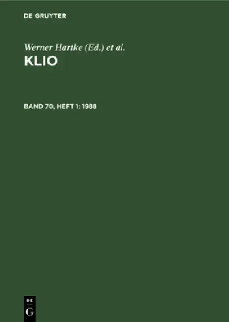 1988 by Zentralinstitut Für Alte Geschichte Und, Werner Hartke, Rigobert Günther