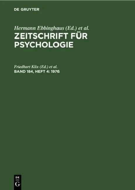 1976 by Friedhart Klix, Hans-Dieter Schmidt, Hubert Sydow
