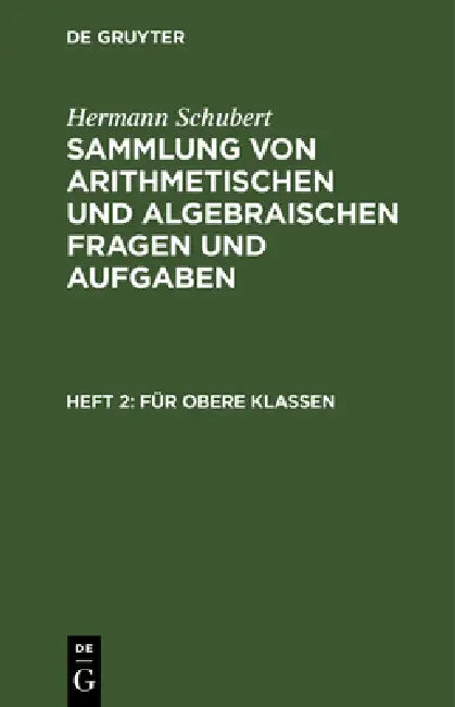 Für Obere Klassen by Hermann Schubert