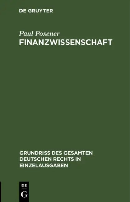 Finanzwissenschaft by Paul Posener