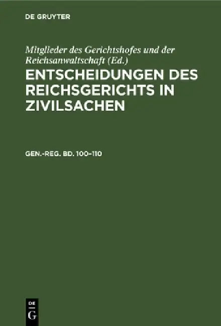Generalregister Zum 100-110 Bande by Franz Triebel