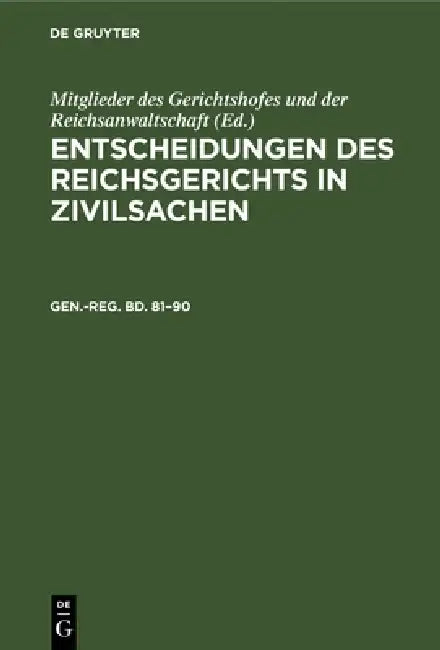 Generalregister Zum Band 81-90 by H. Cornelius