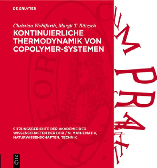 Kontinuierliche Thermodynamik Von Copolymer-Systemen by Christian Wohlfarth, Margit T. Rätzsch