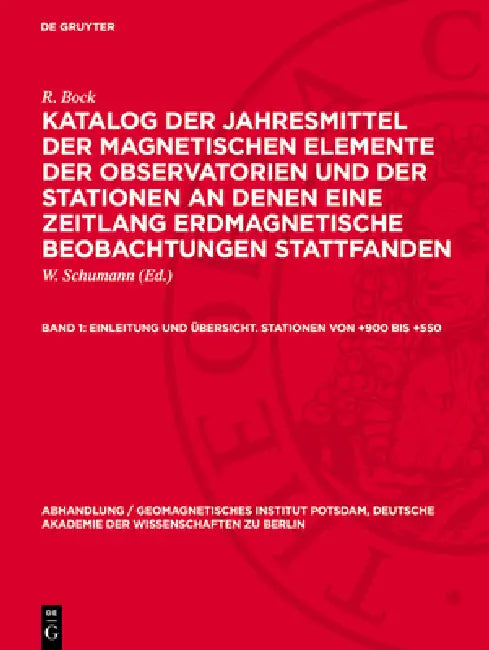 Einleitung Und Übersicht. Stationen Von +900 Bis +550 by W. Schumann, R. Bock