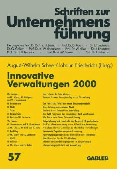 Innovative Verwaltungen 2000 by August-Wilhelm Scheer, Johann Friedrichs