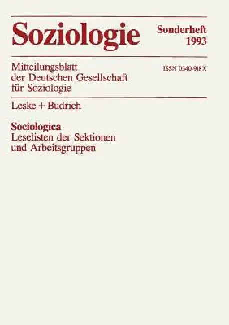 Sociologica: Leseliste Der Sektionen Und Arbeitsgruppen by Schäfers