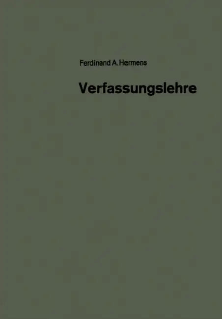 Verfassungslehre by Ferdinand Aloys Hermens