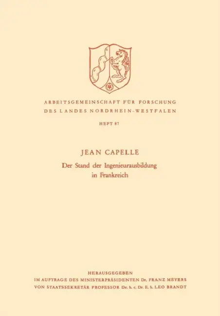 Der Stand Der Ingenieurausbildung in Frankreich by Jean Capelle