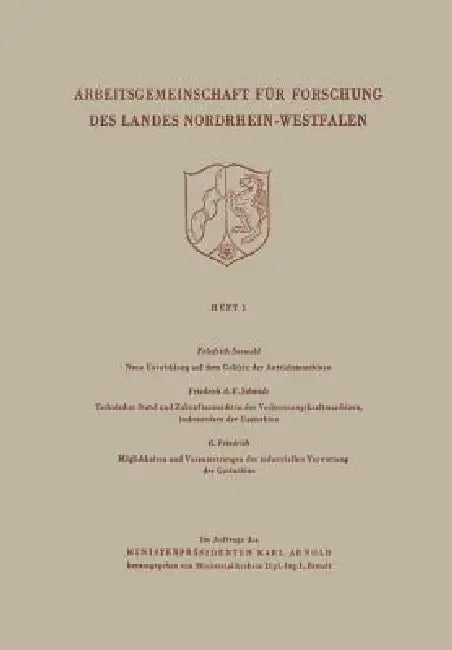 Arbeitsgemeinschaft Für Forschung Des Landes Nordrhein-Wesfalen by Friedrich Seewald