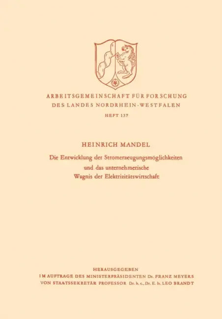 Die Entwicklung Der Stromerzeugungsmöglichkeiten Und Das Unternehmerische Wagnis Der Elektrizitätswirtschaft by Heinrich Mandel