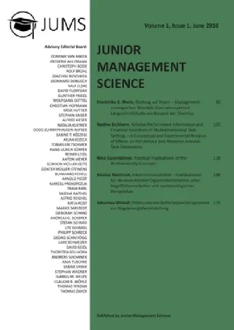 Junior Management Science, Volume 1, Issue 1, June 2016 by Junior Management Science E. V.