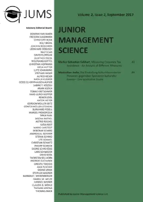 Junior Management Science, Volume 2, Issue 2, September 2017 by Junior Management Science E. V.