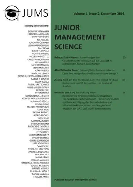 Junior Management Science, Volume 1, Issue 2, December 2016 by Junior Management Science E. V.