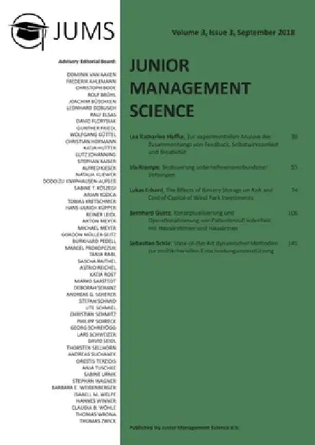 Junior Management Science, Volume 3, Issue 3, September 2018 by Junior Management Science E. V.