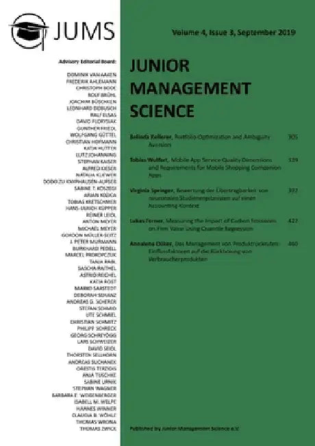 Junior Management Science, Volume 4, Issue 3, September 2019 by Junior Management Science E. V.