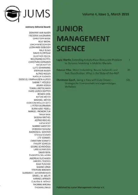 Junior Management Science, Volume 4, Issue 1, March 2019 by Junior Management Science E. V.