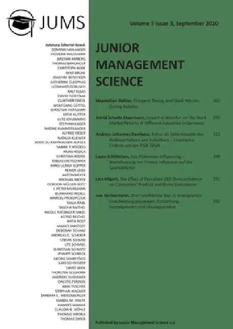 Junior Management Science, Volume 5, Issue 3, September 2020 by Junior Management Science E V