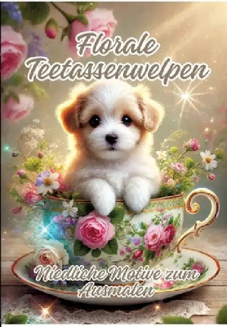 Florale Teetassenwelpen: Niedliche Motive zum Ausmalen by Ela Artjoy