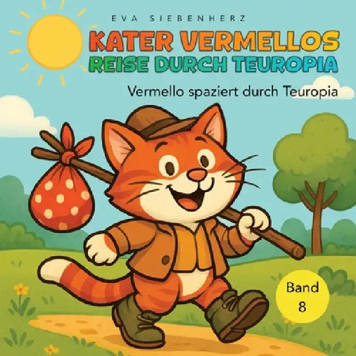Vermello spaziert durch Teuropia, humorvolle und kindgerechte Katzengeschichten als Bilder- und Vorlesebuch in 12 Kapiteln als Einzelbände: Kater Verm by Eva Siebenherz