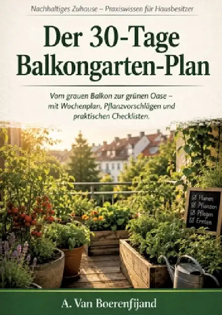 Der 30-Tage-Balkongarten-Plan: Vom grauen Balkon zur grünen Oase - mit Wochenplan, Pflanzvorschlägen und praktischen Checklisten by A. Van Boerenfijand