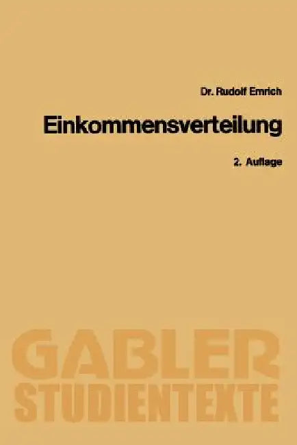 Theorie Der Einkommensverteilung by Rudolf Emrich