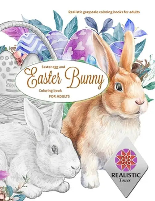 EASTER Egg and Easter bunny coloring book for adults Realistic grayscale coloring books for adults by Realistic Tones