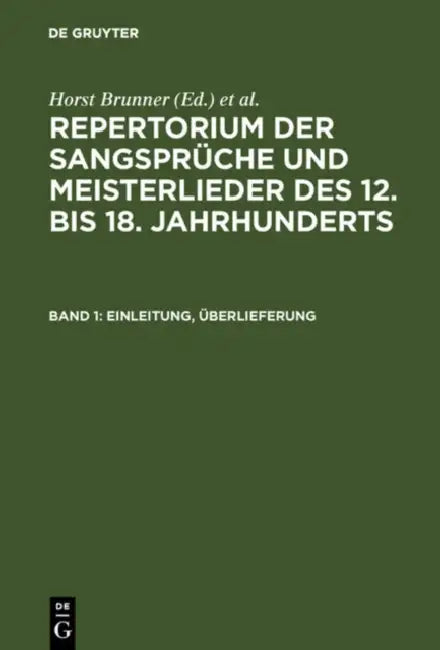 Einleitung, Uberlieferung by Horst (EDT)/ Wachinger, Burghart (EDT) Brunner
