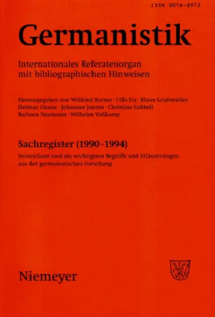 Germanistik, Sachregister (1990-1994) by Johannes Janota, Jorg Kilian, Klaus Grubmuller