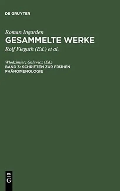 Schriften Zur Fruhen Phanomenologie by Wlodzimierz Galewicz, Wlodzimierz Galewicz
