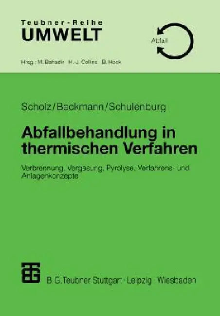 Abfallbehandlung in Thermischen Verfahren: Verbrennung, Vergasung, Pyrolyse, Verfahrens- Und Anlagenkonzepte by Reinhard Scholz, Michael Beckmann, Frank Schulenburg