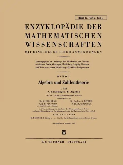 15. Darstellungstheorie Der Endlichen Gruppen by Hermann Boerner