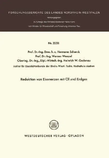 Reduktion Von Eisenerzen Mit Öl Und Erdgas by Hermann Schenck