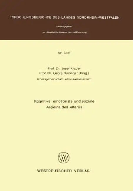 Kognitive, Emotionale Und Soziale Aspekte Des Alterns by Josef Klauer, Georg Rudinger