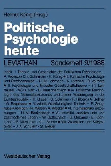 Politische Psychologie Heute by Helmut König