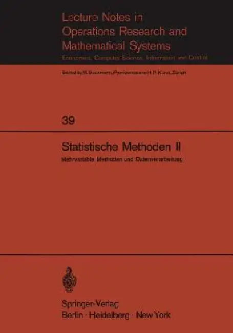 Statistische Methoden II: Mehrvariable Methoden Und Datenverarbeitung by E. Walter