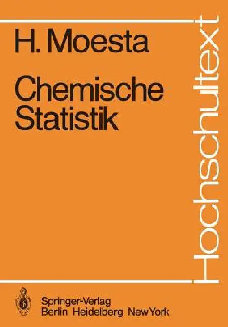 Chemische Statistik by H. Moesta